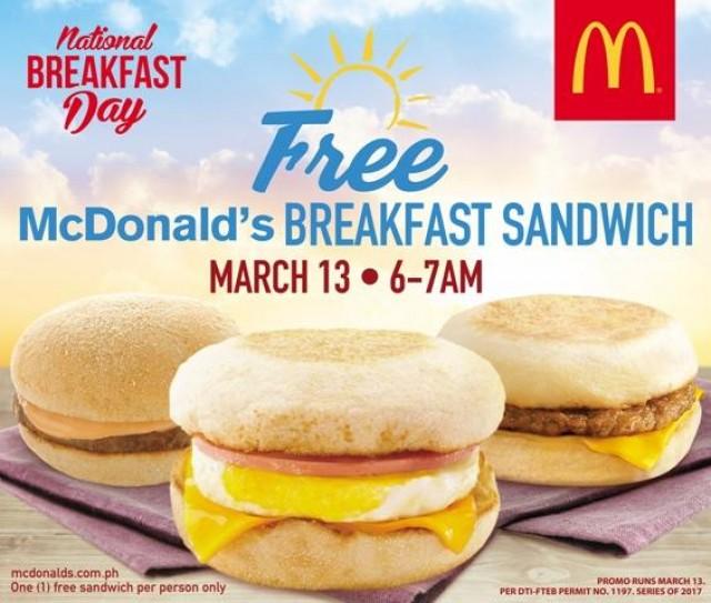 Celebrate the 5th National Breakfast Day with a free breakfast sandwich