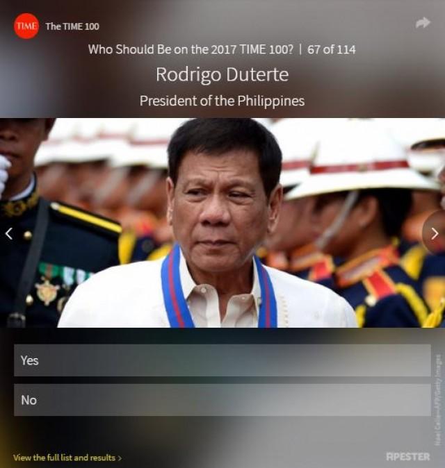 Image result for TIME 100 2017 Duterte