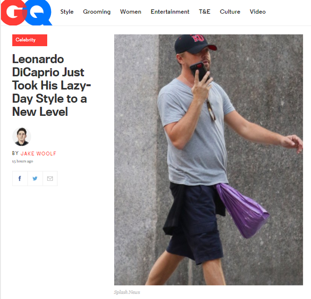 Screen grab of GQ's feature on Leo's fashion 