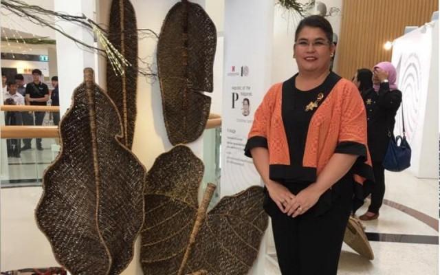 Negrense producer Christina Gaston, with her Hacienda Craftsâ€™ Foliage Series of Coconut Twig Leaves, was recognized by Sacict as one of the Asean Selections 2017 awardees in rites held at Bangkok Arts and Crafts Center in Bangkok City, Thailand on Thursday. Photo: Erwin Nicavera