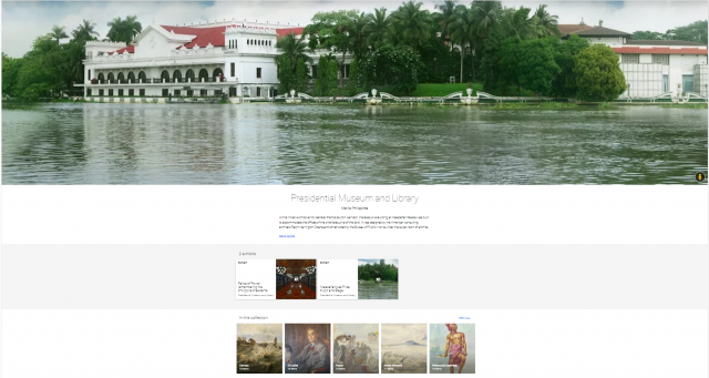 Screenshot of the interface for the virtual Presidential Museum and Library on Google Arts and Culture