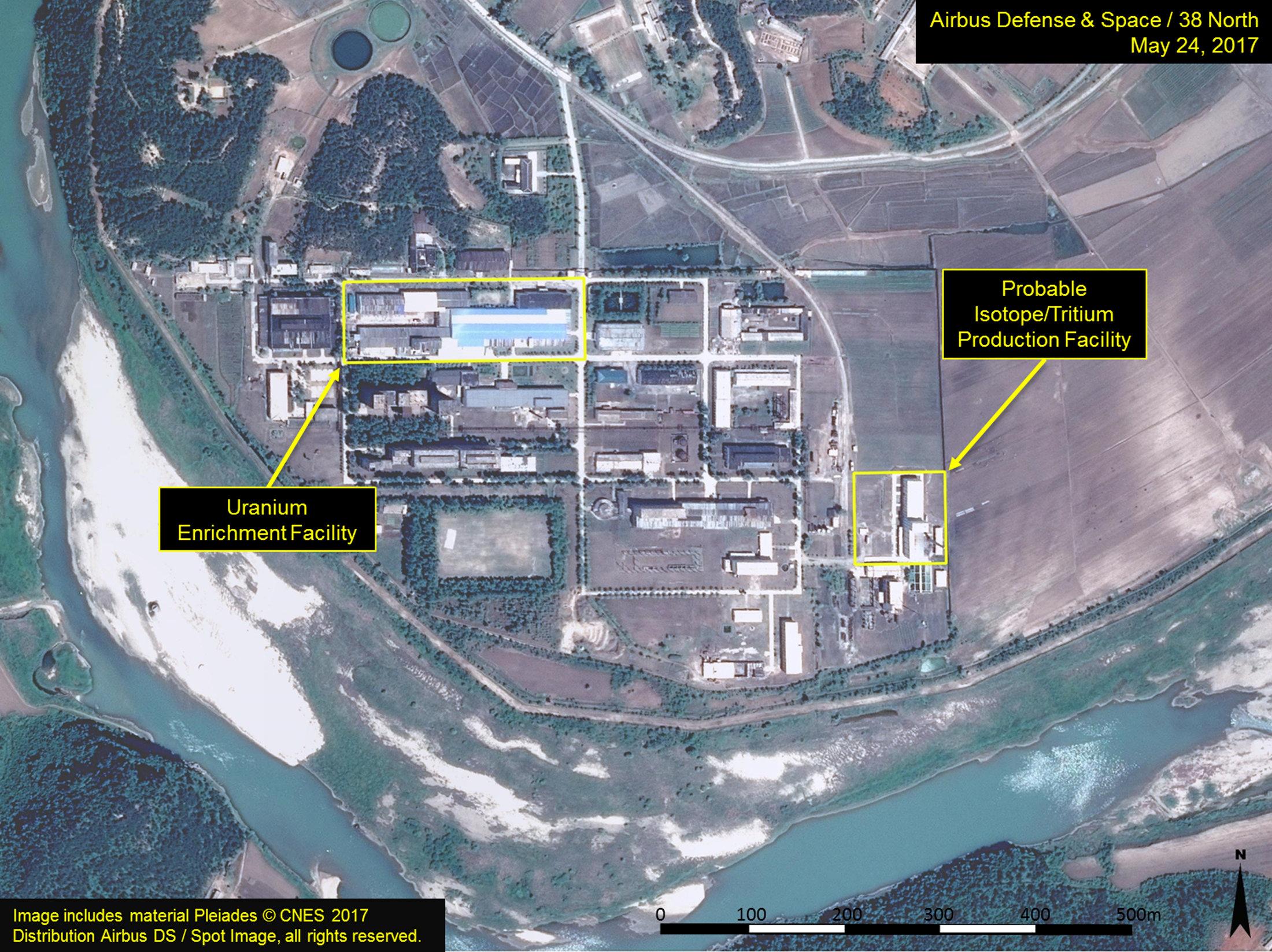 File photo of a satellite image of the radiochemical laboratory at the Yongbyon nuclear plant in North Korea by Airbus Defense & Space and 38 North released on July 14, 2017. Courtesy Airbus Defense & Space and 38 North/Handout via REUTERS