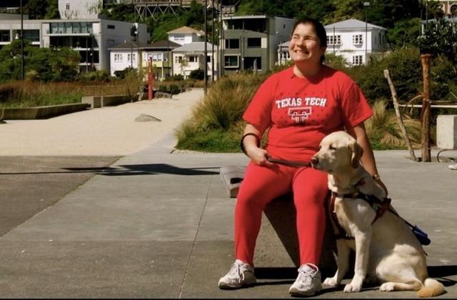 Julia Mosen and her assistance dog Kerry.