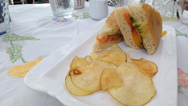 Nikko's ATM Sandwich: anchoviews, tomato, and mozarella