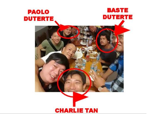 Baste Duterte, Paolo Duterte, and Charlie Tan.