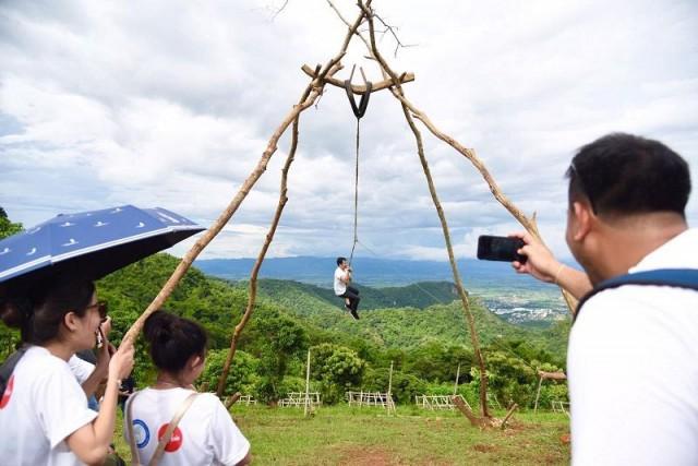 Journalists who attended the ASEAN Travel Journo Camp had a chance to experience the adrenaline of the Akha Swing. Every August, tourists can catch the Akha Swing Festival in commemoration of the goddess of fertility, an abundant harvesting season, and honor the Akha women. <b>Supawas Inthip/Thai AirAsia</b>