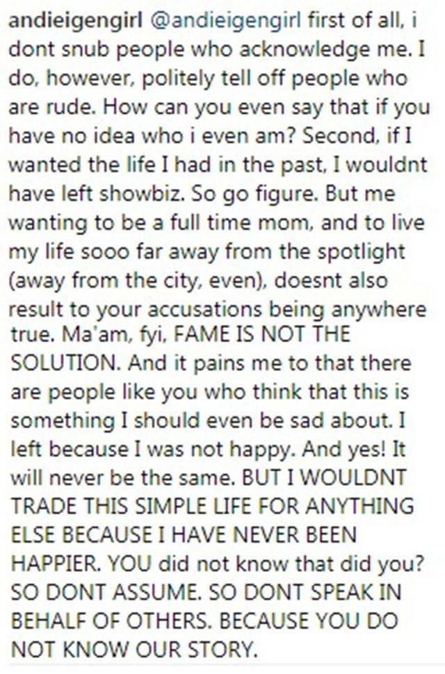 Screengrab from Andi's Instagram post