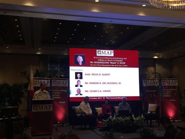 The Management Association of the Philippines paid tribute to its late co-founder Washington SyCip on October 24, 2017. Photo: Ted Cordero