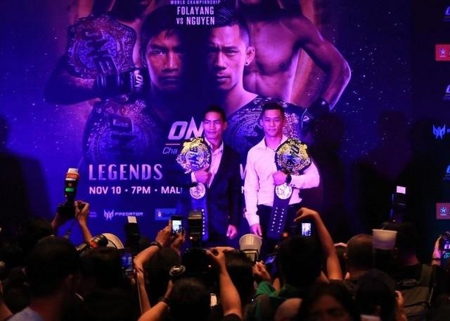 Filipino Eduard Folayang and Australian Martin Nguyen at the One Legends press conference. All photos: KC Cruz