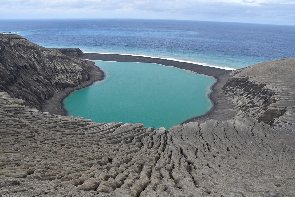 This picture dated June 5, 2017 and received from NASA on December 13, 2017 shows a view of a recently formed Tongan island, unofficially known as Hunga Tonga-Hunga Ha'apai, which had formed from a Pacific Ocean submarine volcano which erupted in late December 2014. Handout/NASA/AFP