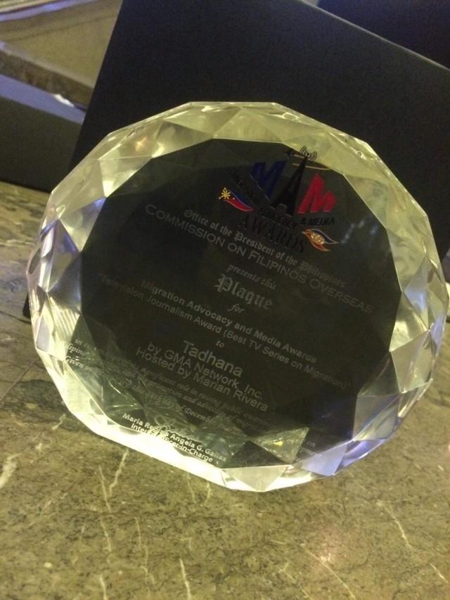 Tadhana bags award for Best TV Series on Migration at the 2017 Migration Advocacy and Media Awards.