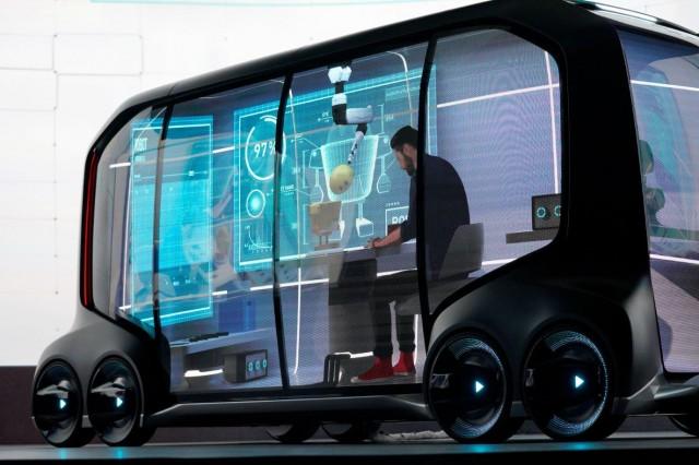 Toyota Motor Corporation, displays the "e-Pallete", a new fully self-driving electric concept vehicle designed to be used for ride hailing, parcel delivery services and other uses at CES in Las Vegas, Nevada, U.S., January 8, 2018. REUTERS/Rick Wilking