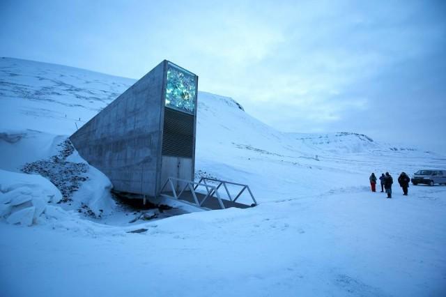 A general view of the entrance of the international gene bank Svalbard Global Seed Vault (SGSV), outside Longyearbyen on Spitsbergen, Norway, on February 29, 2016. Heiko Junge/NTB Scanpix/AFP