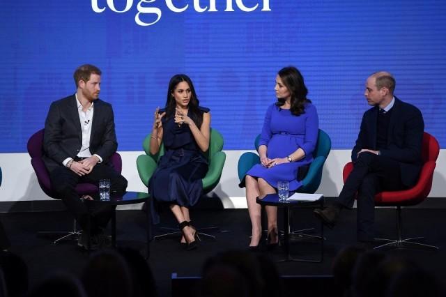 Britain's Prince Harry, his fiancee Meghan Markle, Prince William and Catherine, Duchess of Cambridge attend the first annual Royal Foundation Forum held at Aviva in London, February 28, 2018. REUTERS/Chris Jackson/Pool