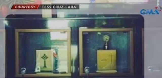 The urns that contained the ashes of Mary "Pipe" Cruz and her mother were stolen from the family mausoleum at the Manila Memorial Park. VIDEO GRAB 24 Oras newscast