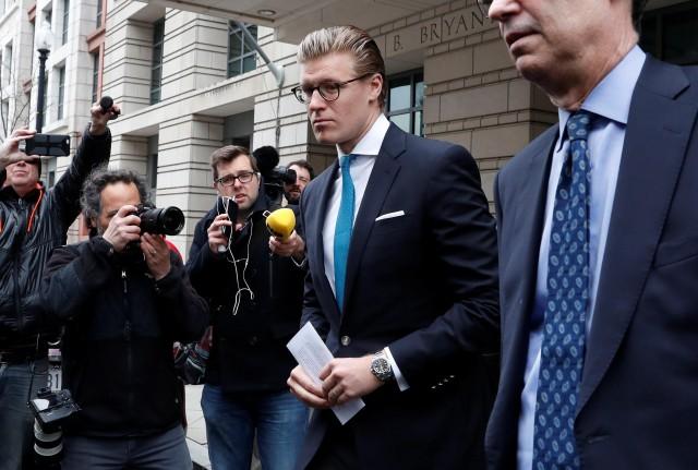 Alex van der Zwaan leaves the U.S. District Court after his sentencing in Washington, April 3, 2018. REUTERS/Leah Millis