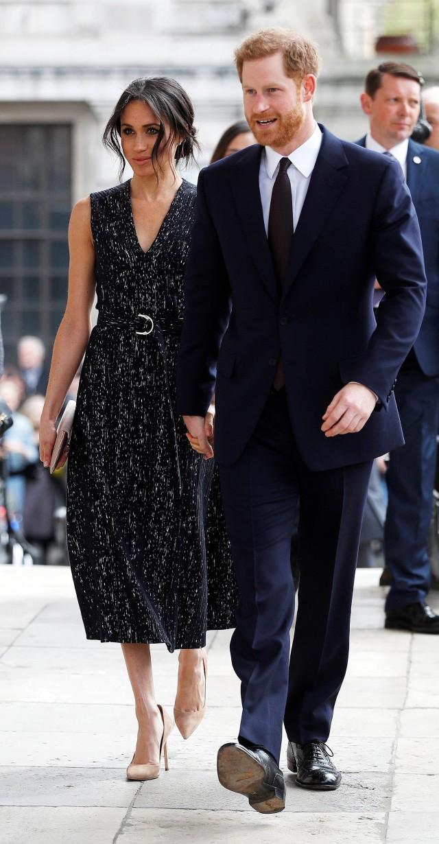 Prince Harry and his fiancee Meghan Markle arrive at a service at St Martin-in-The Fields to mark 25 years since Stephen Lawrence was killed in a racially motivated attack, in London, Britain, April 23, 2018. REUTERS/Peter Nicholls