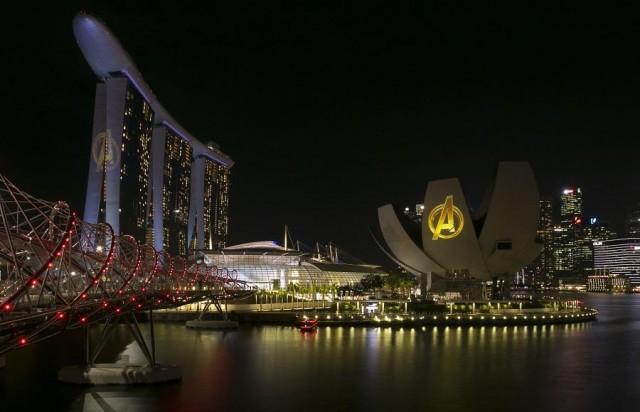 The Singapore skyline proved an excellent location for the Avengers: Infinity War event