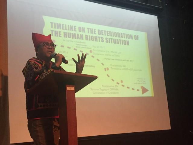 Katawhang Lumad sa Mindanao (Kalumaran) spokesperson Kerlan Fanagel. PHOTO BY MARGARET CLAIRE LAYUG