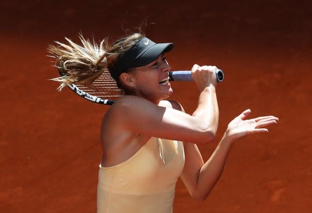 May 10, 2018 Russia's Maria Sharapova in action against Netherlands' Kiki Bertens during their quarter final match in the Madrid Open. REUTERS/Susana Vera