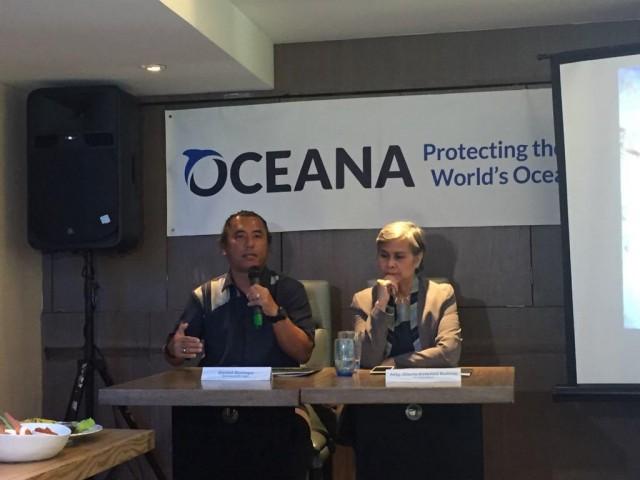 Oceana Philippines Campaigns Manager Danny Ocampo (L) and Vice President of the Philippine chapter Atty. Gloria Estenzo-Ramos hold a media forum a few days after President Rodrigo Duterte signed a Presidential Proclamation on the protection of parts of the Philippine Rise. PHOTO BY BERNADETTE A. PARCO