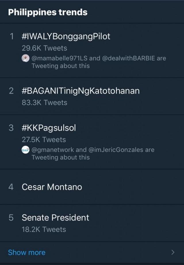 On its premiere, Inday Will Always Love You enjoyed more than 29,000 tweets