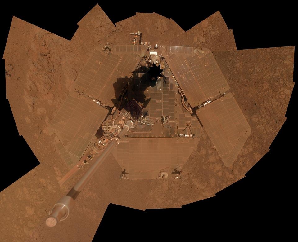 This NASA January 23, 2014 file image shows a mosaic of images recorded by NASA's Mars Exploration Rover Opportunity for this self-portrait about three weeks before completing a decade of work on Mars. Handout/NASA/AFP