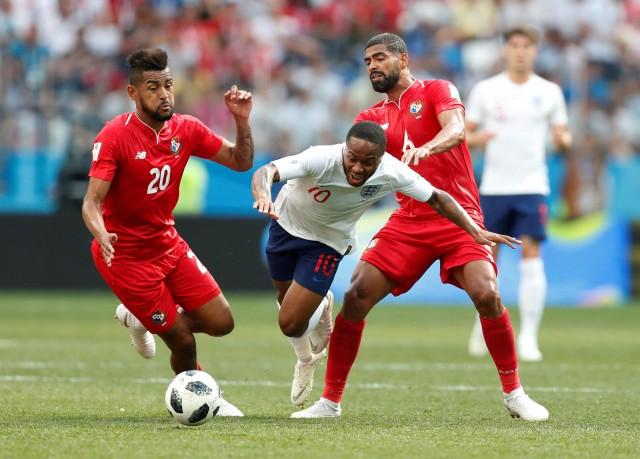 File photo of England's Raheem Sterling in action with Panama's Anibal Godoy and Gabriel Gomez at the Nizhny Novgorod Stadium, Nizhny Novgorod, Russia - June 24, 2018 REUTERS/Matthew Childs