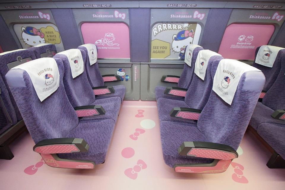 The train's interior is adorned with images of the popular character. Handout/West Japan Railway/AFP