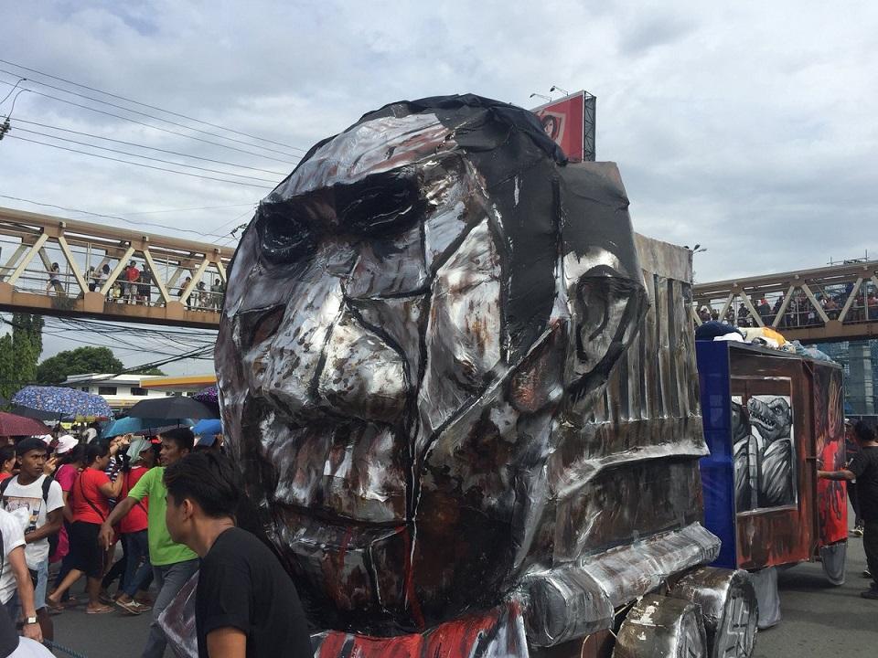 The DuterTRAIN was one of the protest effigies presented by militant groups on Commonwealth Avenue during President Rodrigo Duterte's State of the Nation Address on Monday, July 23, 2018. Photos: Joseph Tristan Roxas