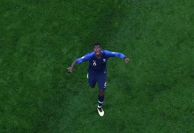 France's Paul Pogba celebrates at the end of the semifinals match. REUTERS/Sergio Perez