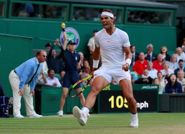 July 11, 2018 Spain's Rafael Nadal celebrates during his quarter final match against Argentina's Juan Martin Del Potro REUTERS/Andrew Couldridge