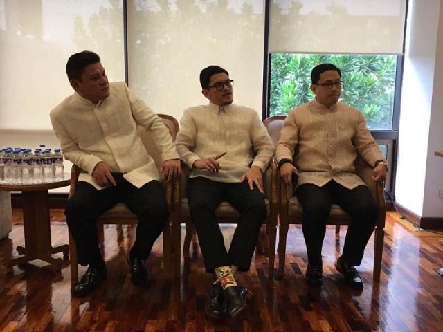 Dashing Duterte dudes: Paolo in a Kultura barong, Baste in Cary Santiago, and Mans Carpio in Silverio Anglacer. Photo courtesy of Mayor Inday Sara Duterte