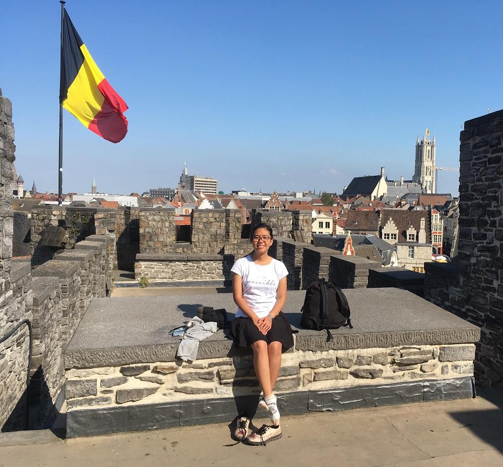 The author at a medieval castle in Ghent. Marisse Panaligan