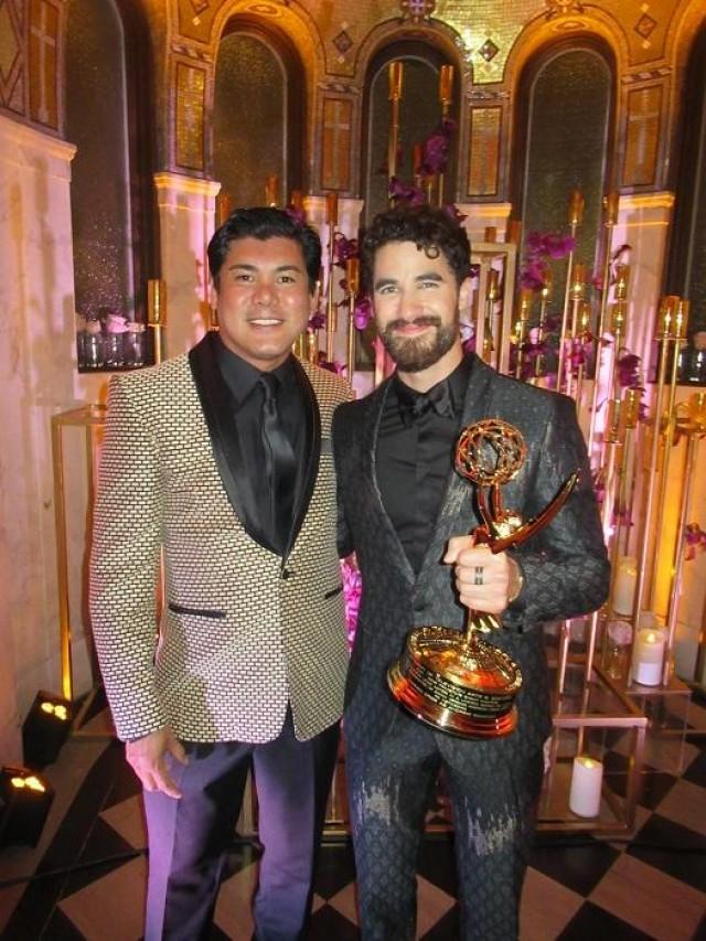 Darren with fellow Pinoy, LA-based couterier Oliver Tolentino. Photo courtesy of Janet Susan R. Nepales/HFPA