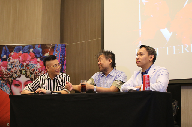 L to R: Actor RS Francisco, playwright David Henry Hwang, and producer Jhett Tolentino.
