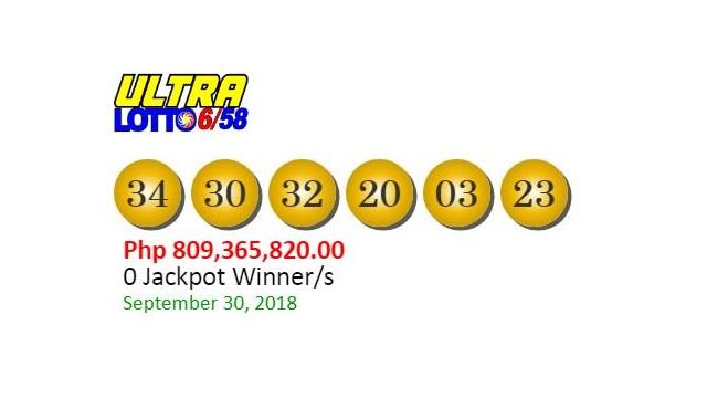 lotto result 6 58 sept 30 2018