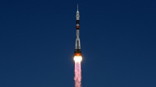 Russia's Soyuz MS-10 spacecraft carrying the members of the International Space Station (ISS) expedition 57/58, Russian cosmonaut Alexey Ovchinin and NASA astronaut Nick Hague, blasts off to the ISS from the launch pad at the Russian-leased Baikonur cosmodrome in Baikonur on October 11, 2018. Kirill Kudryavtsev/AFP