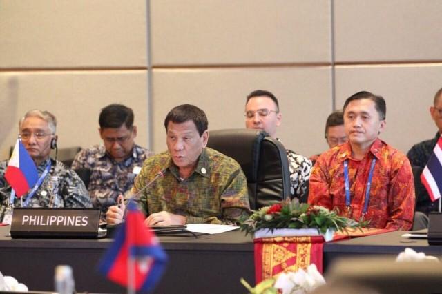 President Rodrigo Duterte addresses the ASEAN Leaders' Gathering affirmed support for Indonesians who are still reeling from the destruction brought about by an earthquake and a tsunami. MALACAÃ‘ANG PHOTO