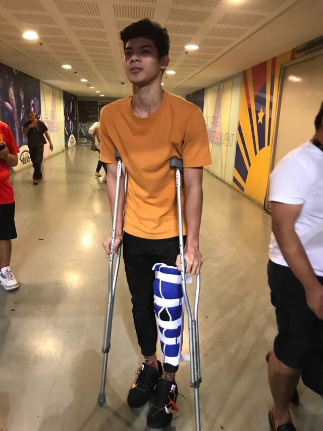 UST Rookie CJ Cansino was diagnosed with a torn anterior cruciate ligament (ACL)and will undergo therapy that would last up to 8 months. PHOTO BY JUSTIN KENNETH CARANDANG