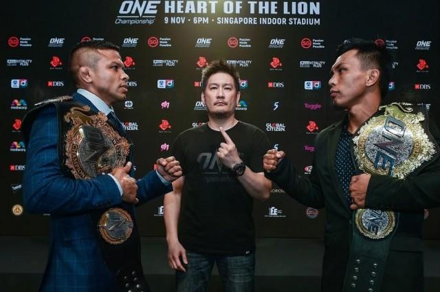 ONE bantamweight champion Bibiano Fernandes of Brazil will face Team Lakay's ONE interim bantamweight title holder Kevin Belingon in the main event of ONE: Heart of the Lion on November 9 at Indoor Stadium in Singapore. PHOTO BY ONE CHAMPIONSHIP