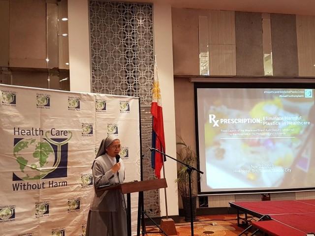 Sr. Sarnillo talks about her hospital's initiatives in curbing plastic waste. Photo: Angelica Yang