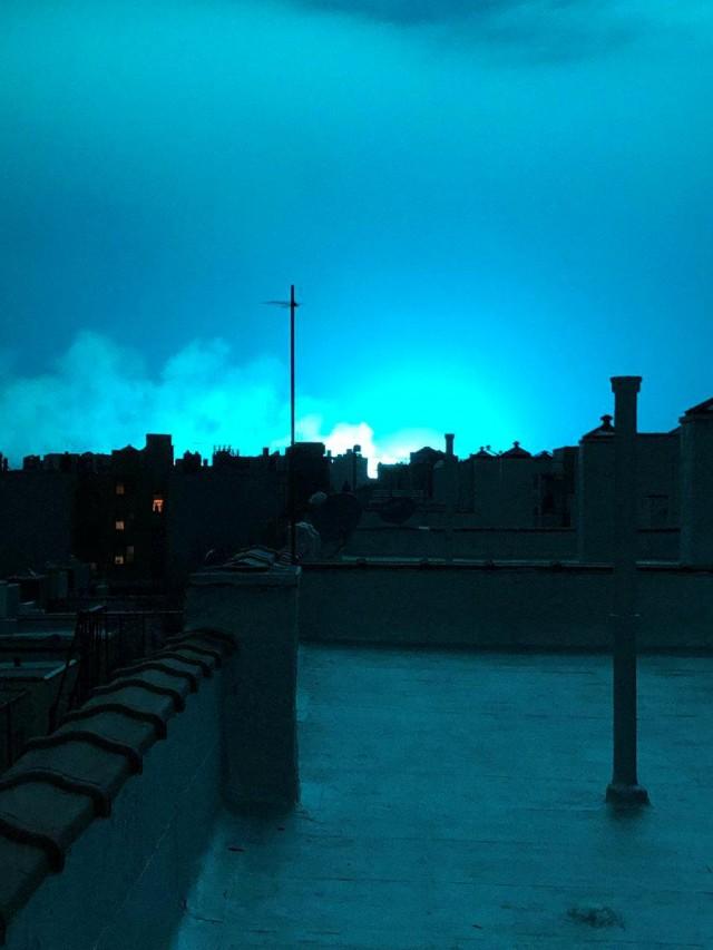 Bright blue light is seen after a transformer explosion on Thursday at an electric power station in the New York City borough of Queens, U.S., in this picture obtained from social media on December 28, 2018.