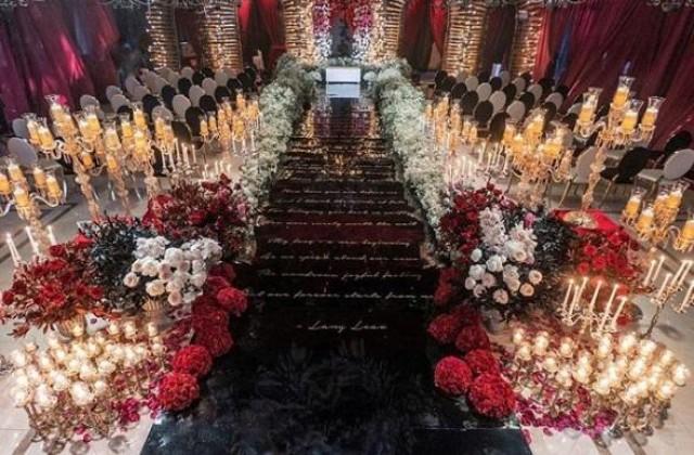 The aisle at Kylie and Aljur's wedding features a poem written by Lang Leav for the couple