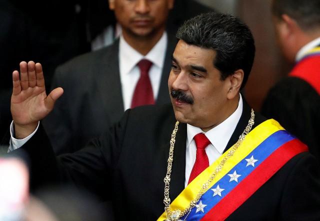 Venezuela's President Nicolas Maduro gestures during a ceremony to mark the opening of the judicial year at the Supreme Court of Justice (TSJ), in Caracas, Venezuela, January 24, 2019. REUTERS/Carlos Garcia Rawlins