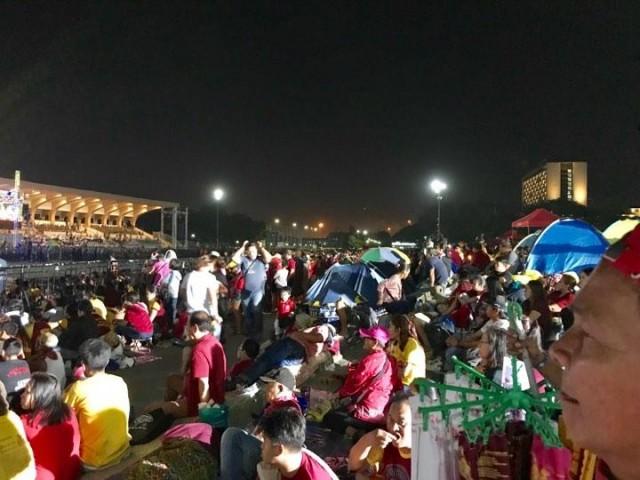 Thousands of Black Nazarene devotees are gathered at the Quirino Grand stand on Tuesday evening for the Pahalik while others trooped to the venue to attend the procession on Wednesday morning. PHOTO BY ANNA FELICIA BAJO
