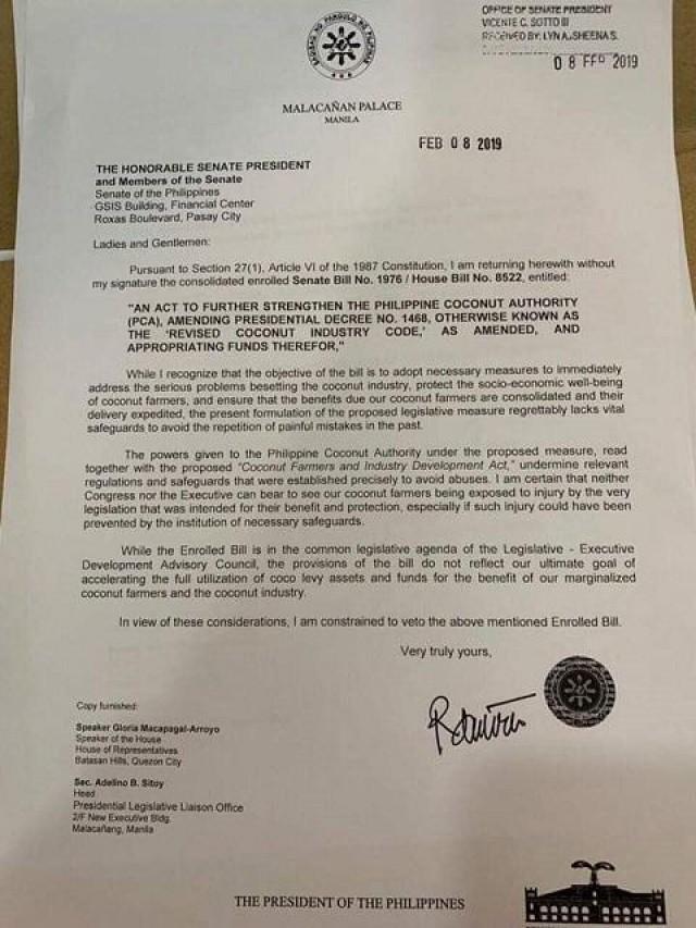 Duterte vetoes bill strengthening PCA GMA News Online