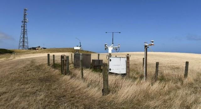 This photo taken on February 25, 2019 shows monitoring equipment in front of the Cape Grim Baseline Air Pollution Station in Cape Grim, Tasmania. Since 1976, this wild and blustery spot has been home to the Cape Grim Baseline Air Pollution Station -- a small Australian government facility with the seemingly eccentric task of bottling air. William West/AFP