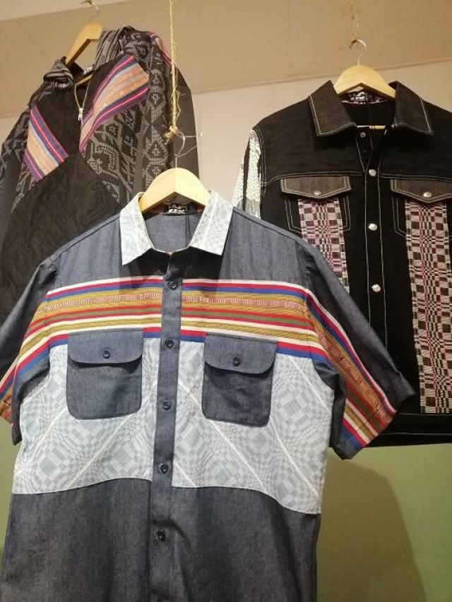 Denim jackets with weaves by Andre Chang
