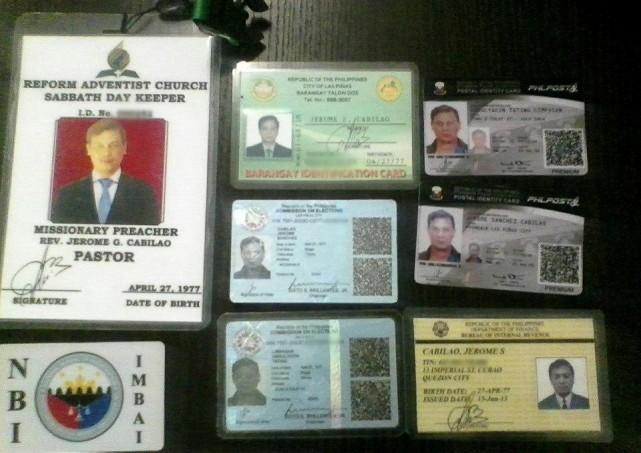 The identification cards found in Franz Sabalones' wallet. Photo: Quezon City Police District